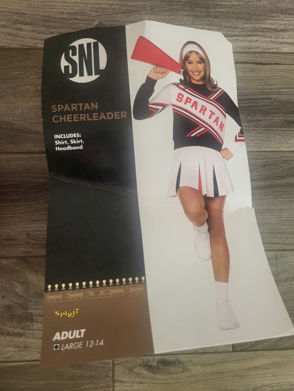 Spartan Cheerleader Costume Black & White with Red Accents No Headband Size L